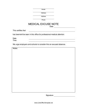 Doctor's note template LibreOffice